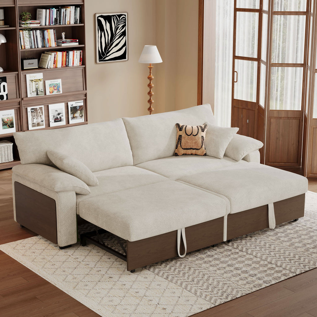 Cottonfy Luxurious Solid Wood Versatile 2-Seater Pull Out Sofa Bed