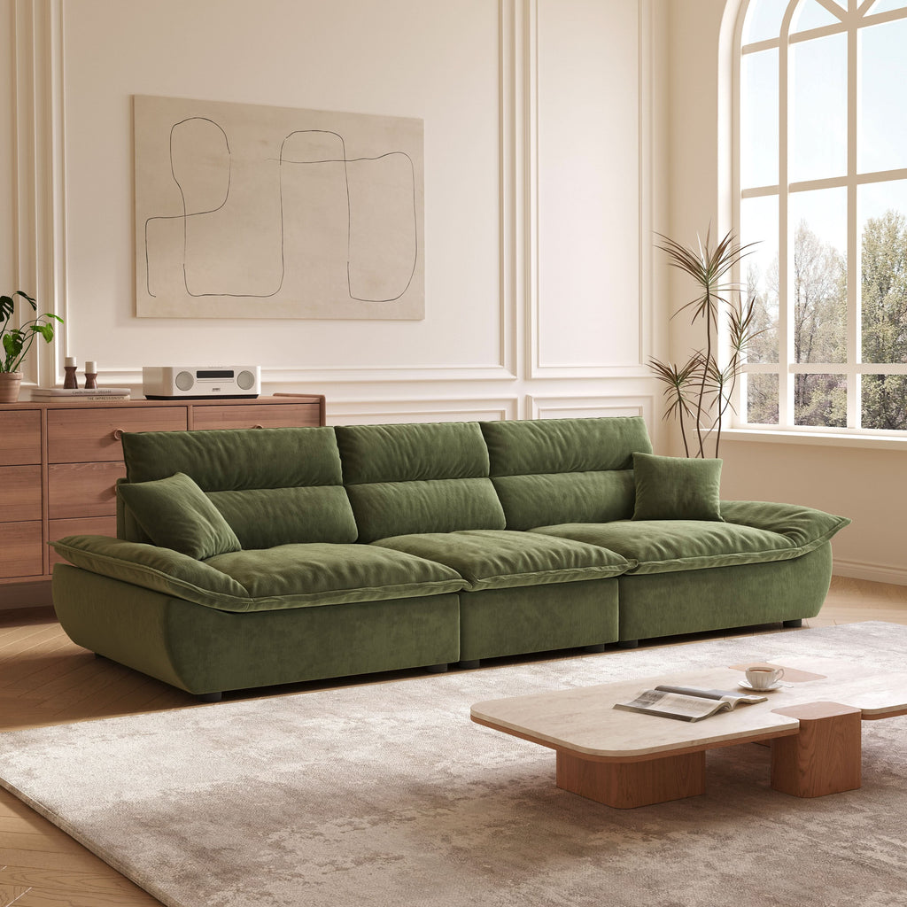 Cottonfy Adjustable Backrest Sailboat  Corduroy Sofa Green