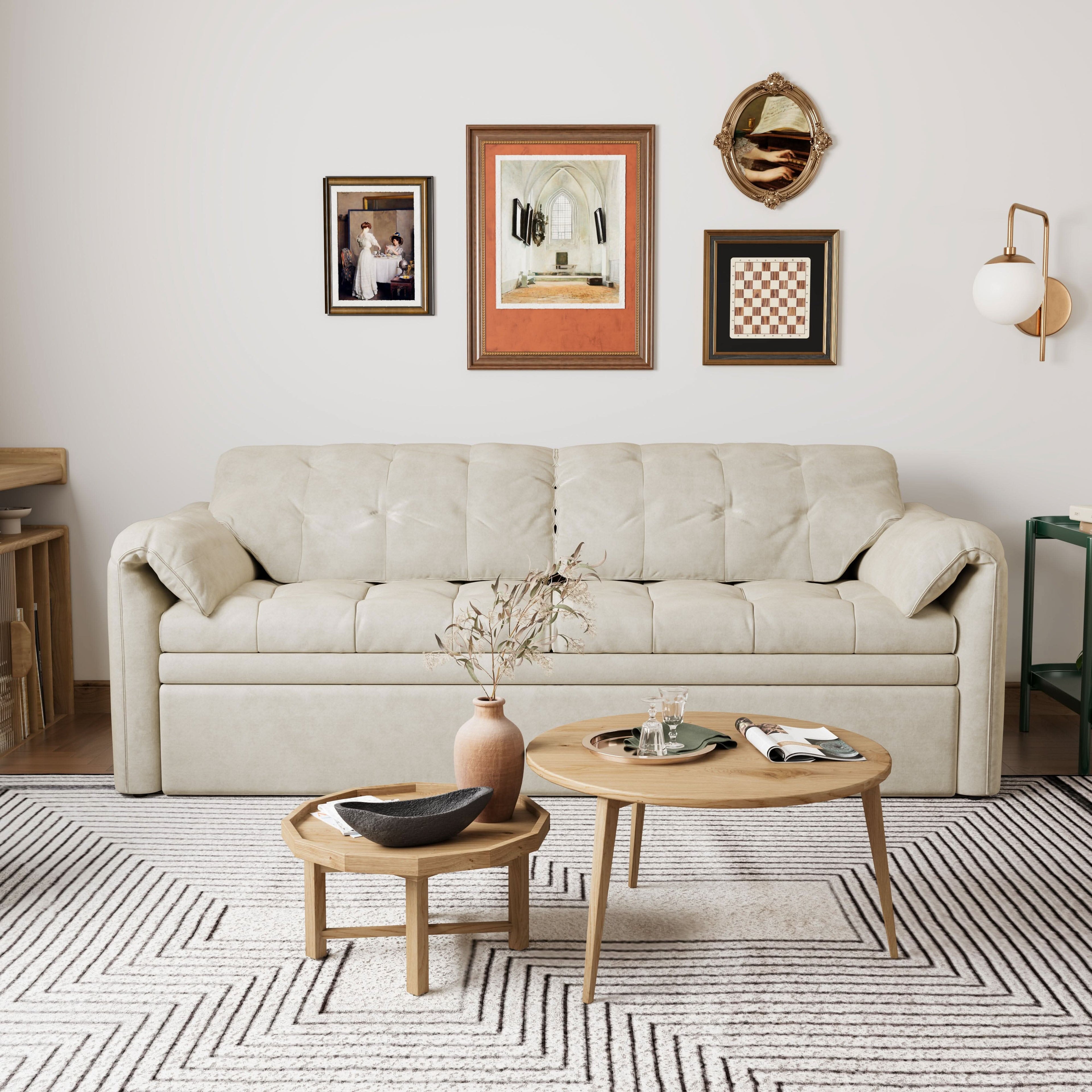 Cottonfy Cloud Elephant Ears Folding Corner Sofa Bed with Storage