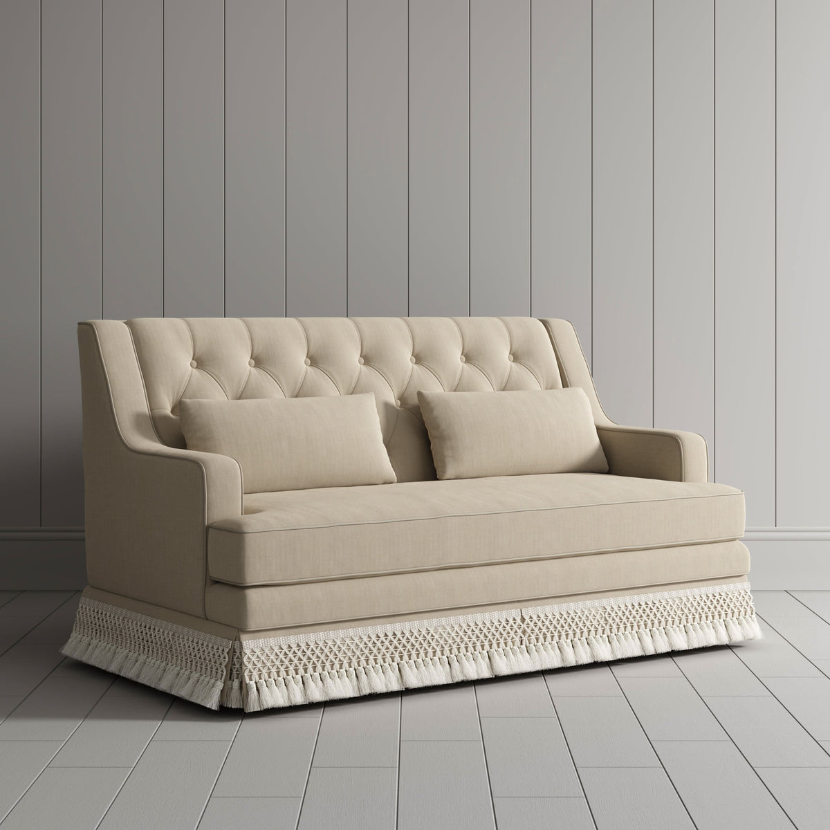Cottonfy Fringe Skirt Sofa Velvet Linen Comfort Relaxed Living