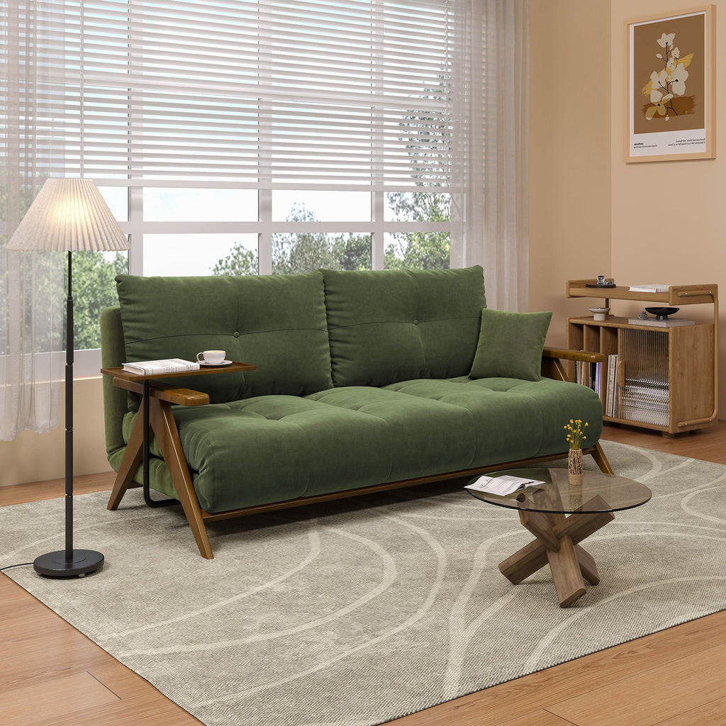 Cottonfy Foldable Matte Fabric Solid Wood 3 Mode Sofa Bed