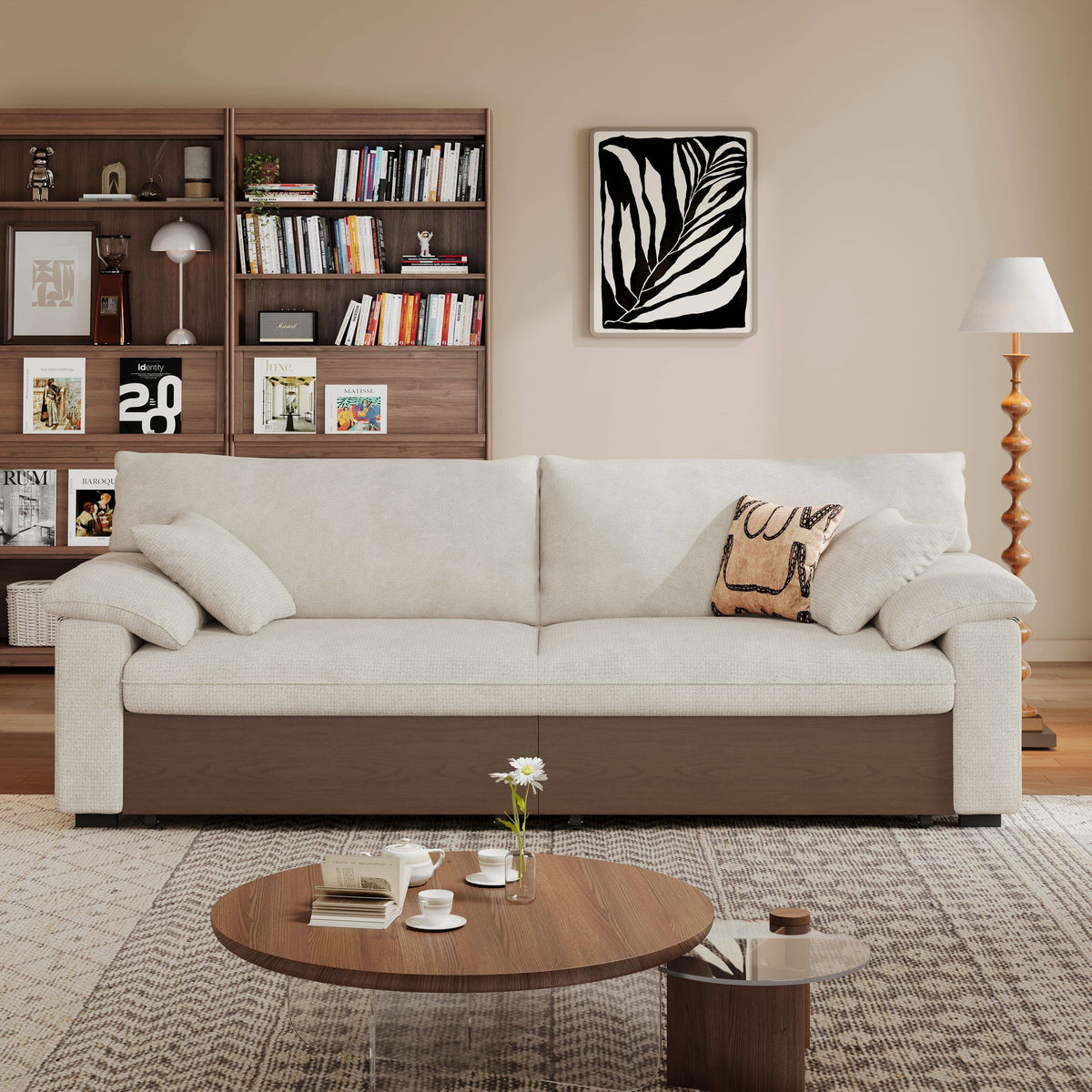 Cottonfy Luxurious Solid Wood Versatile 2-Seater Pull Out Sofa Bed