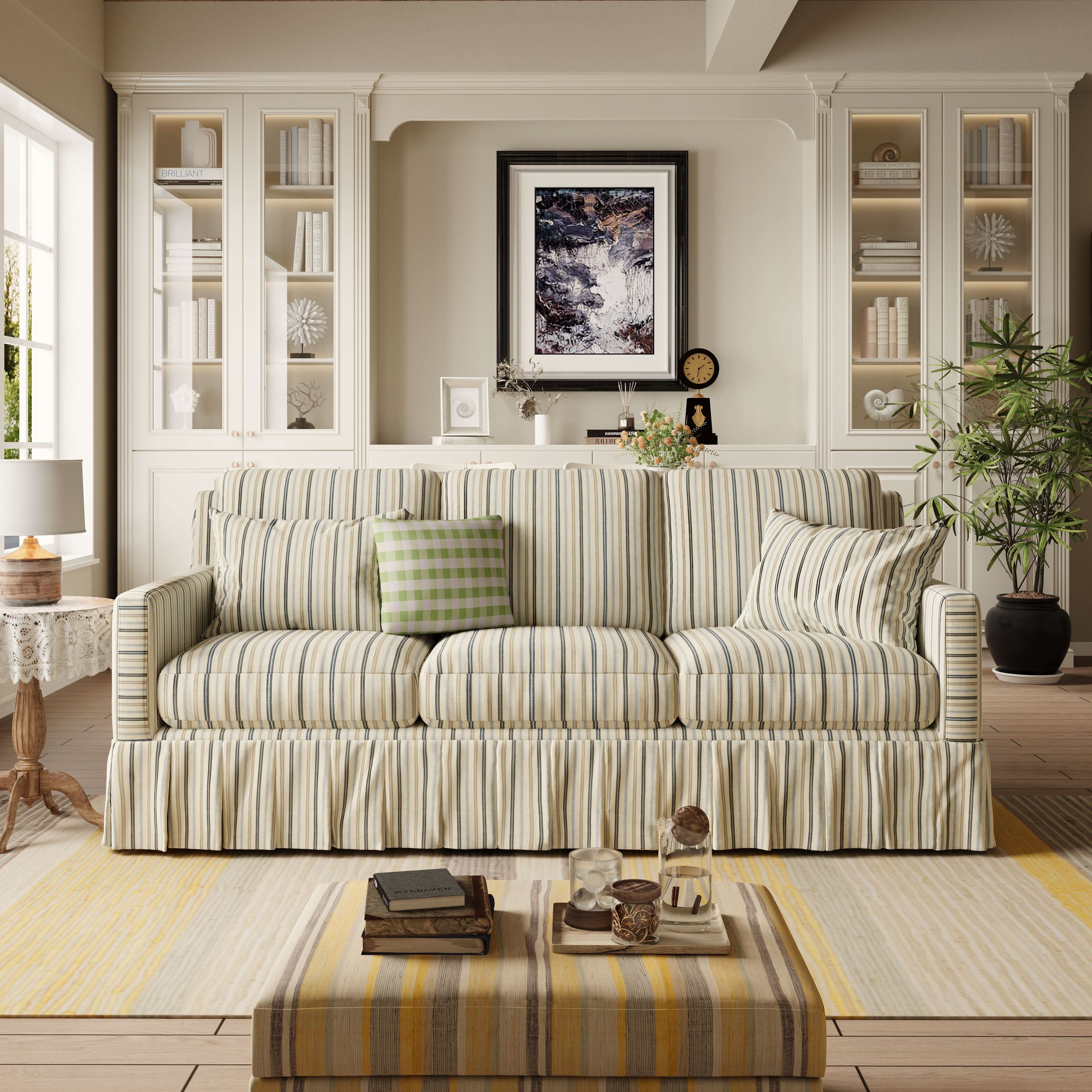 Cottonfy Minimalist Stylish Detachable Striped and Checkered Pattern Sofa