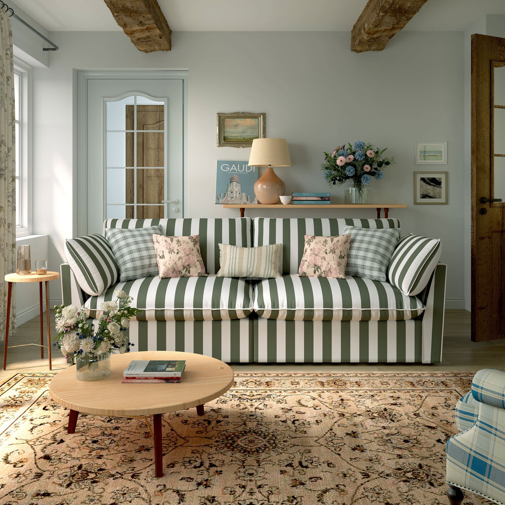 Cottonfy Retro Striped Fabric Handmade Sofa
