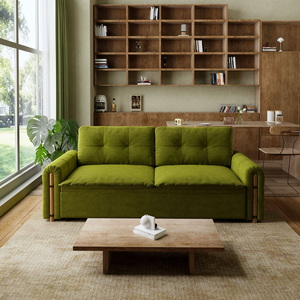 Cottonfy Vintage Pet Friendly Bamboo Design Sofa Bed with Storage