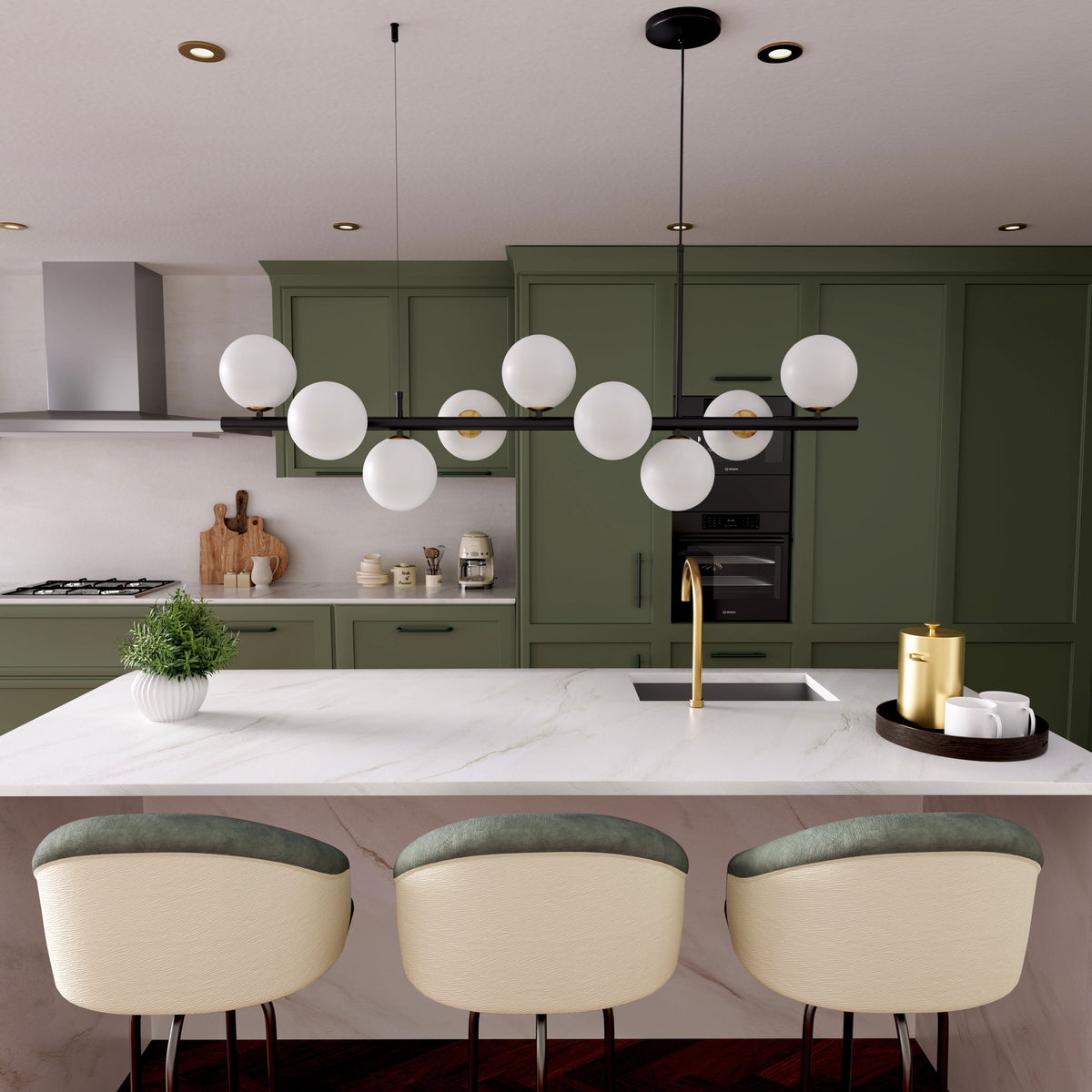 Lightsin Cumulus - Modern Metal Chandelier with LED White Shade