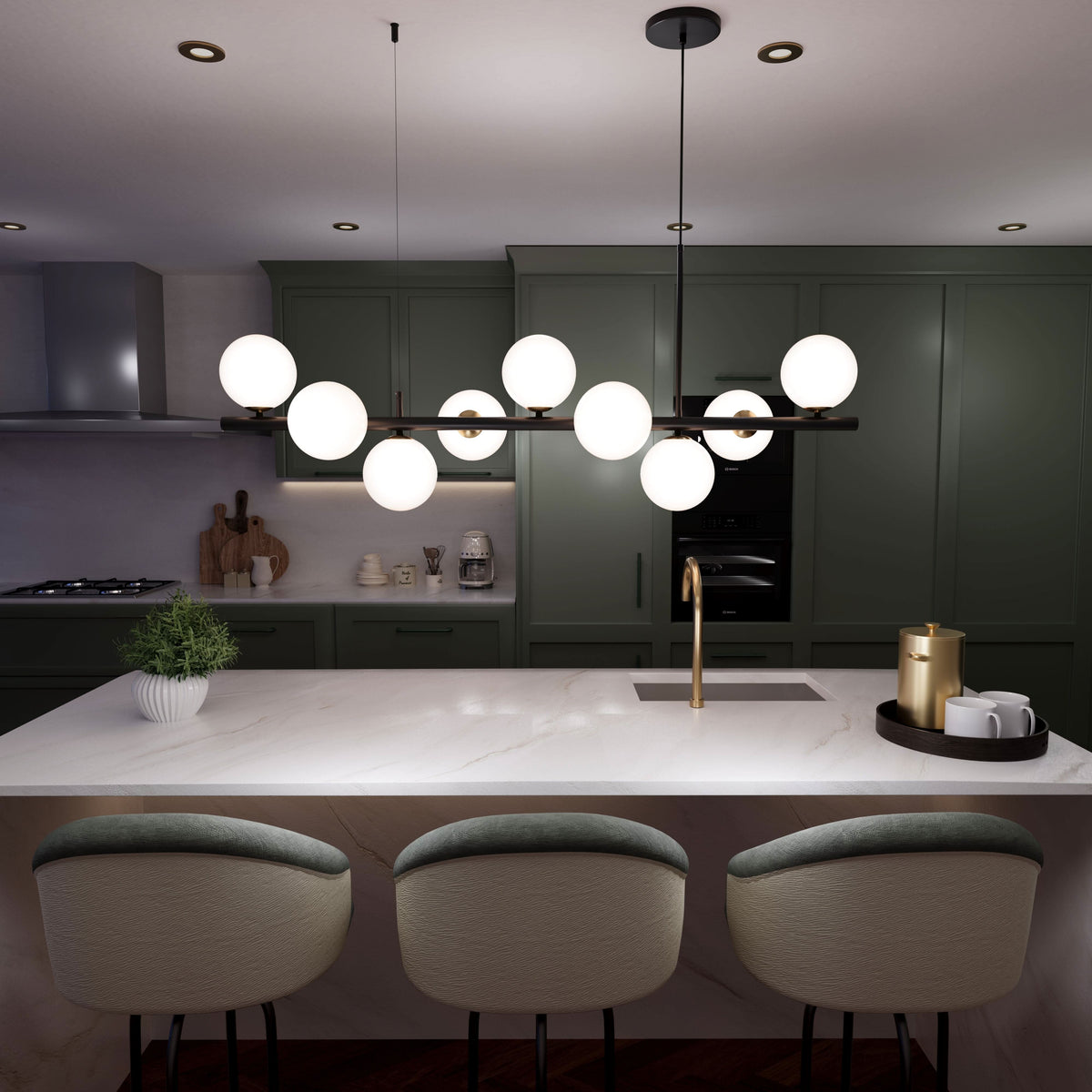 Lightsin Cumulus - Modern Metal Chandelier with LED White Shade
