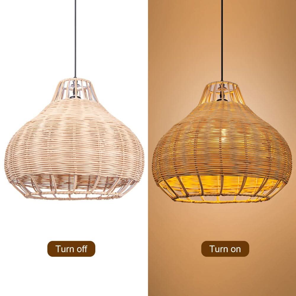 Lightsin Handcrafted Woven Rattan Garden Furniture Creative Pendant Light