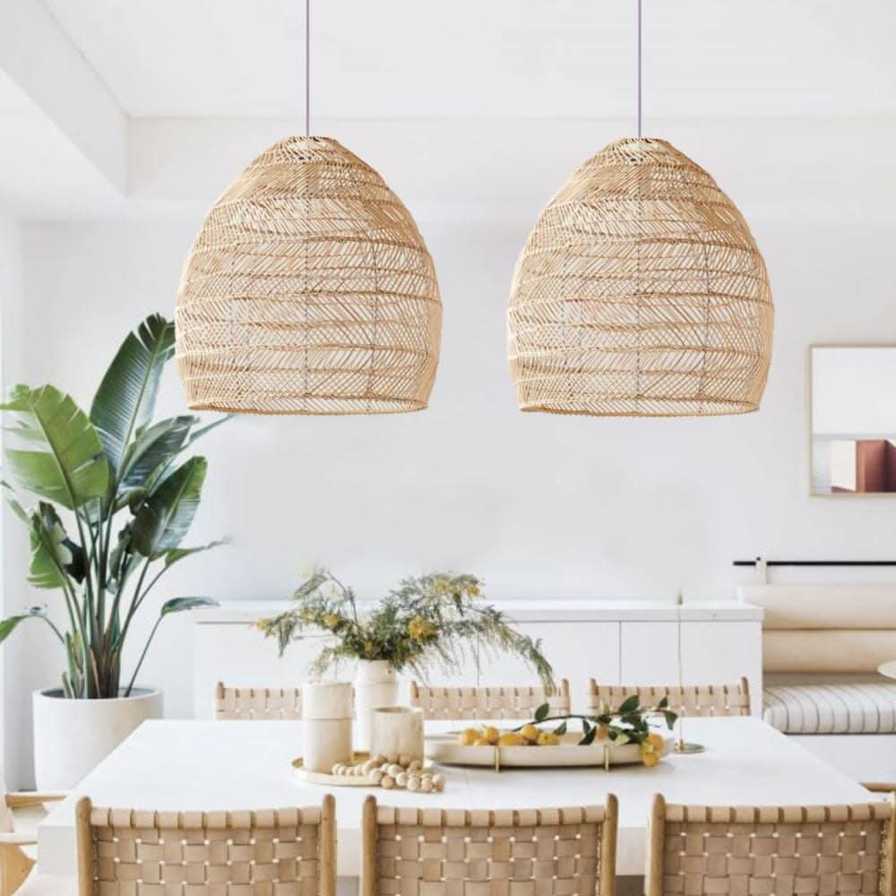 Cella-Lightsin Natural Rattan Pendant Light with Optional Woven Inner Sphere