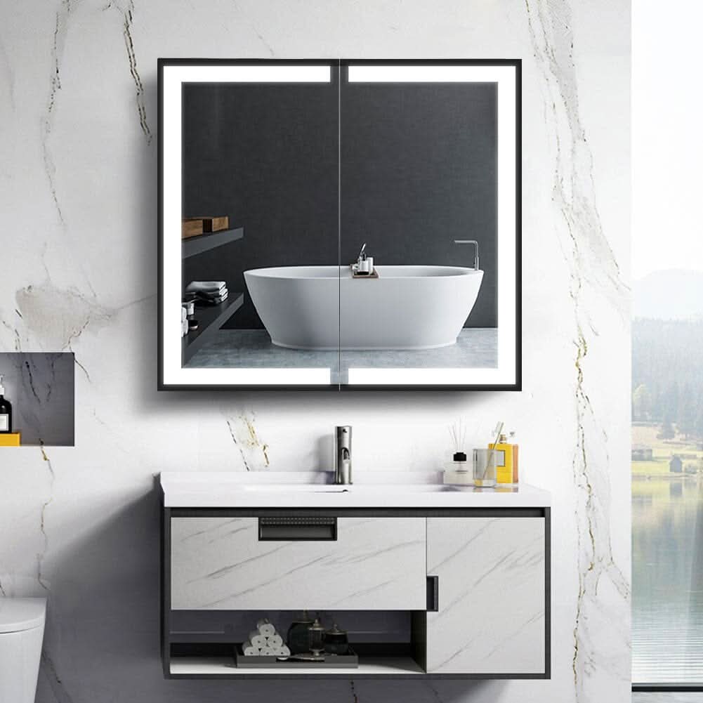 65*60cm LED Mirror Cabinet with Bluetooth Double Door