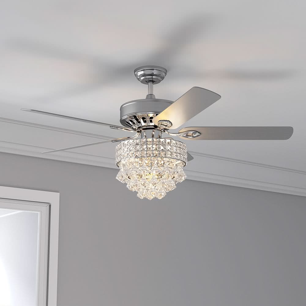 52 Inch LED Ceiling Fan 5 Blades Crystal Chandelier