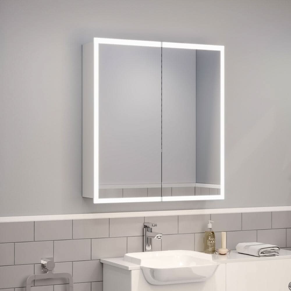 LED Double Door Mirror Cabinet Bathroom 650x600 mm