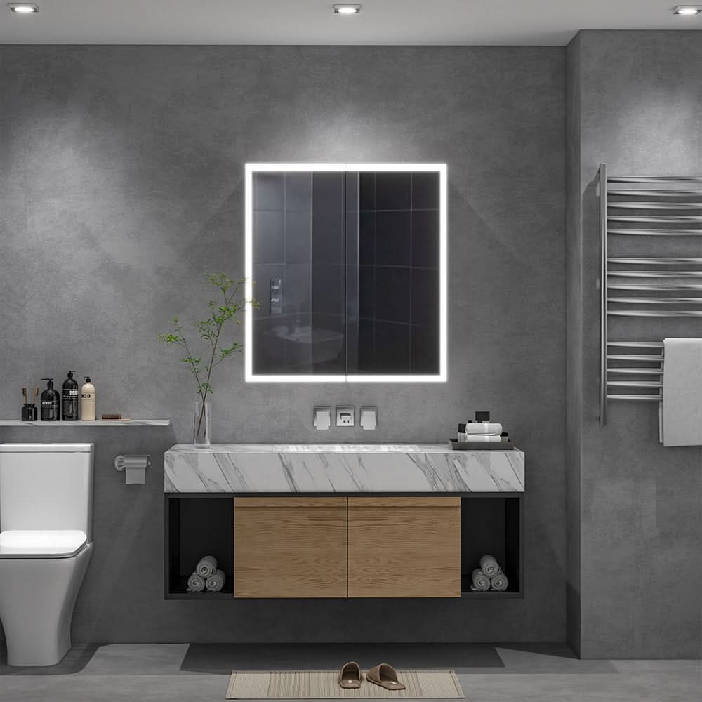 LED Double Door Mirror Cabinet Bathroom 650x600 mm