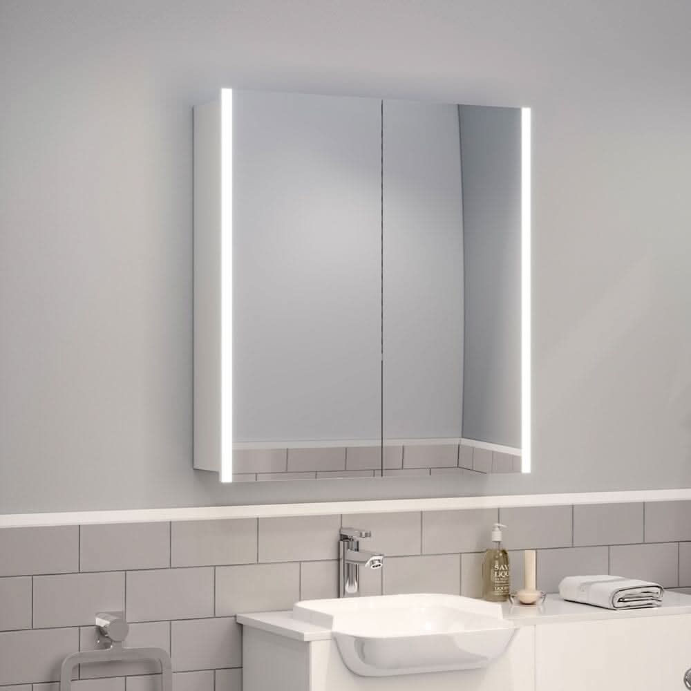 Bathroom Double Doors LED Mirror Cabinet with Smart Switch