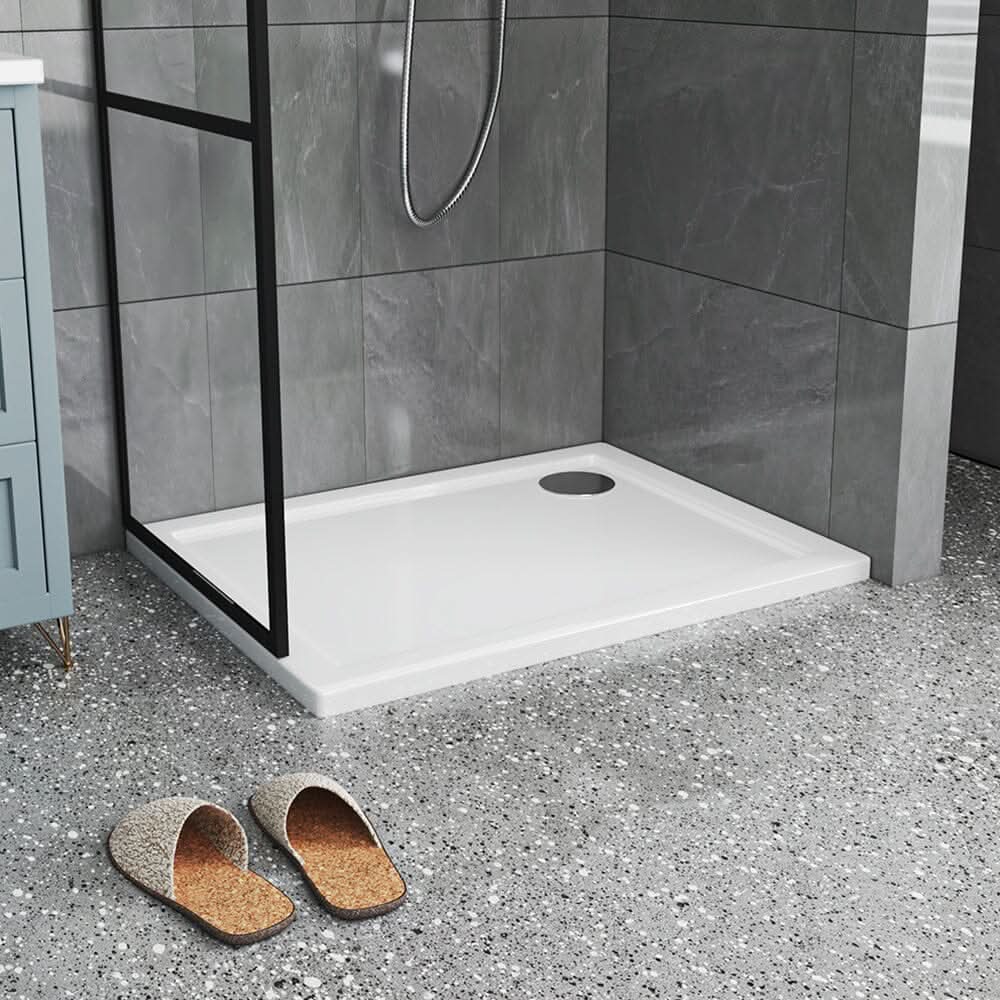 2ft/3ft White Acrylic Shower Tray with Drain