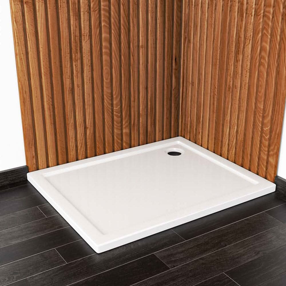 2ft/3ft White Acrylic Shower Tray with Drain