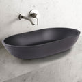 Oval Black Ceramic Vessel Bathroom Sink Drain Set