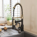 Stainless Steel Kitchen Faucet with Pull Down Spring Spout and Pot Filler