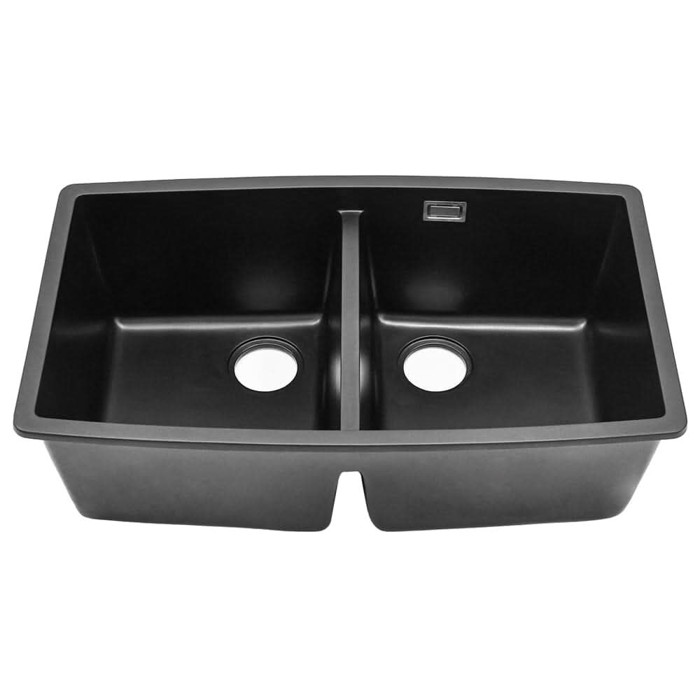 Black High-quality Equal Double Bowl Undermount Kitchen Sink