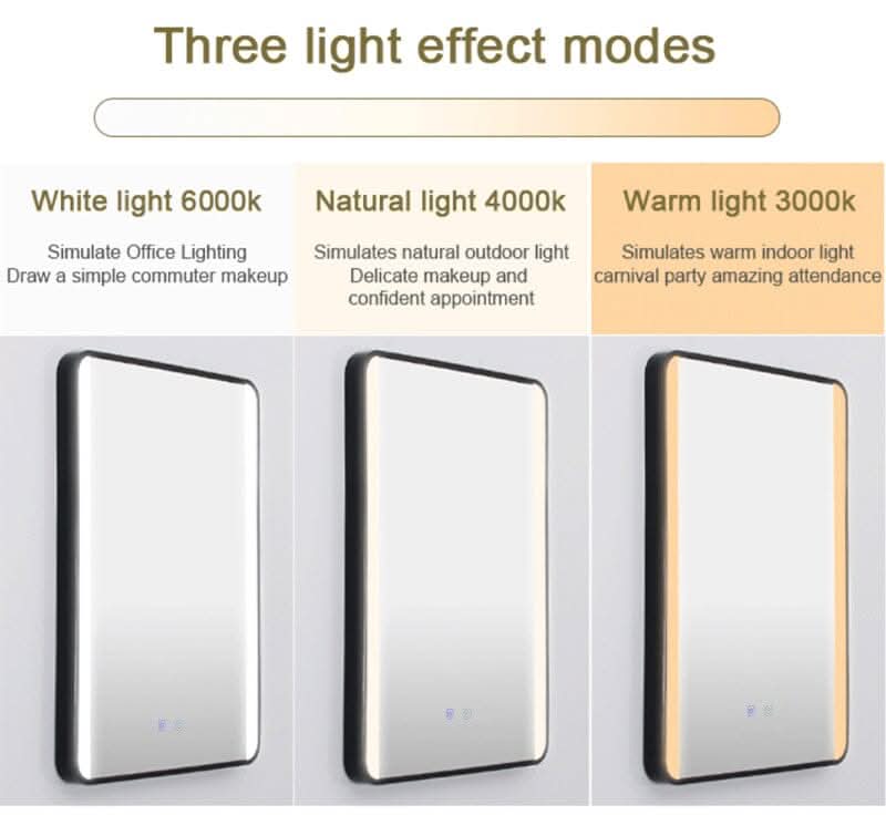 Framed Retangular LED Light Bathroom Vanity Mirror