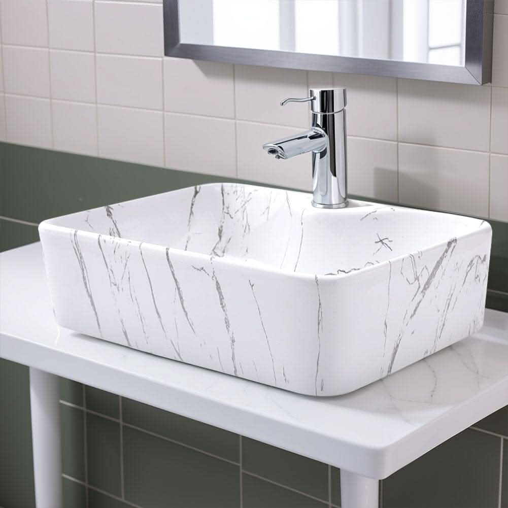 48cm W x 37cm D Rectangular Marble Vessle Sink