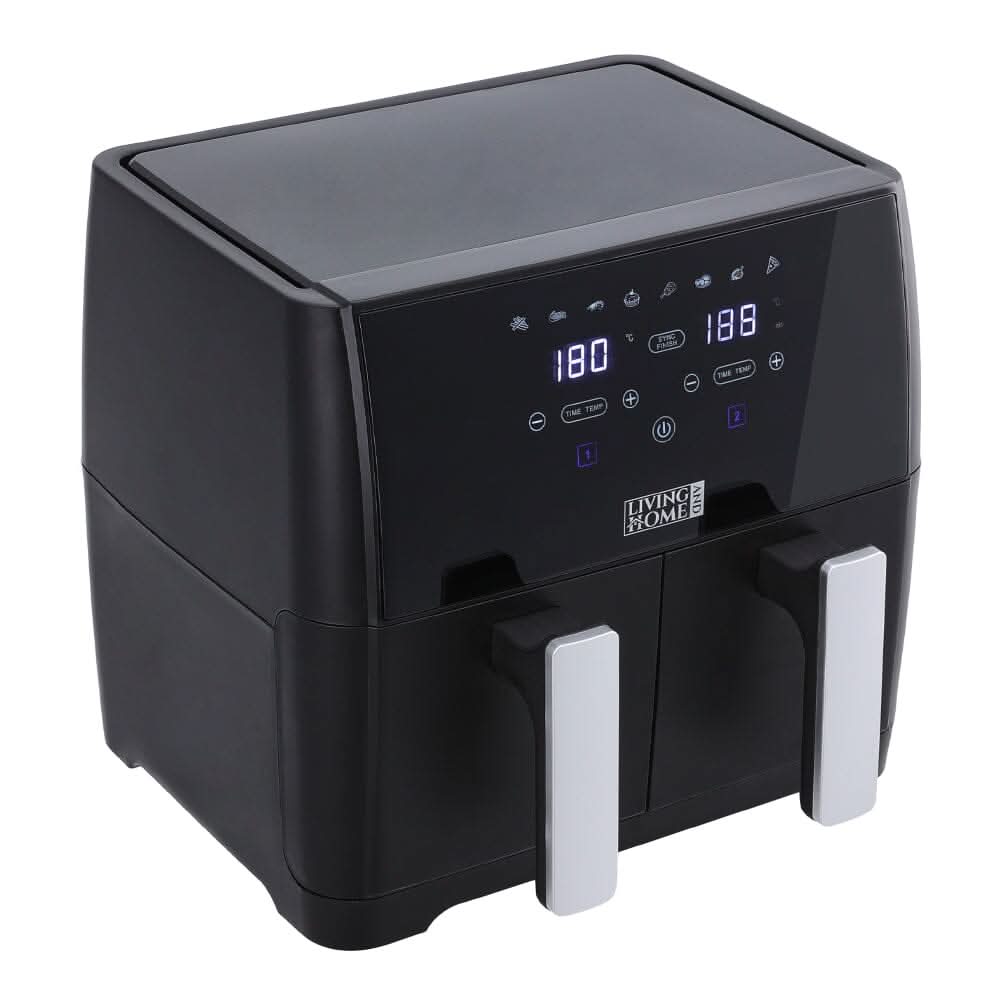 8L Black Touch Screen Air Fryer with Dual Basket