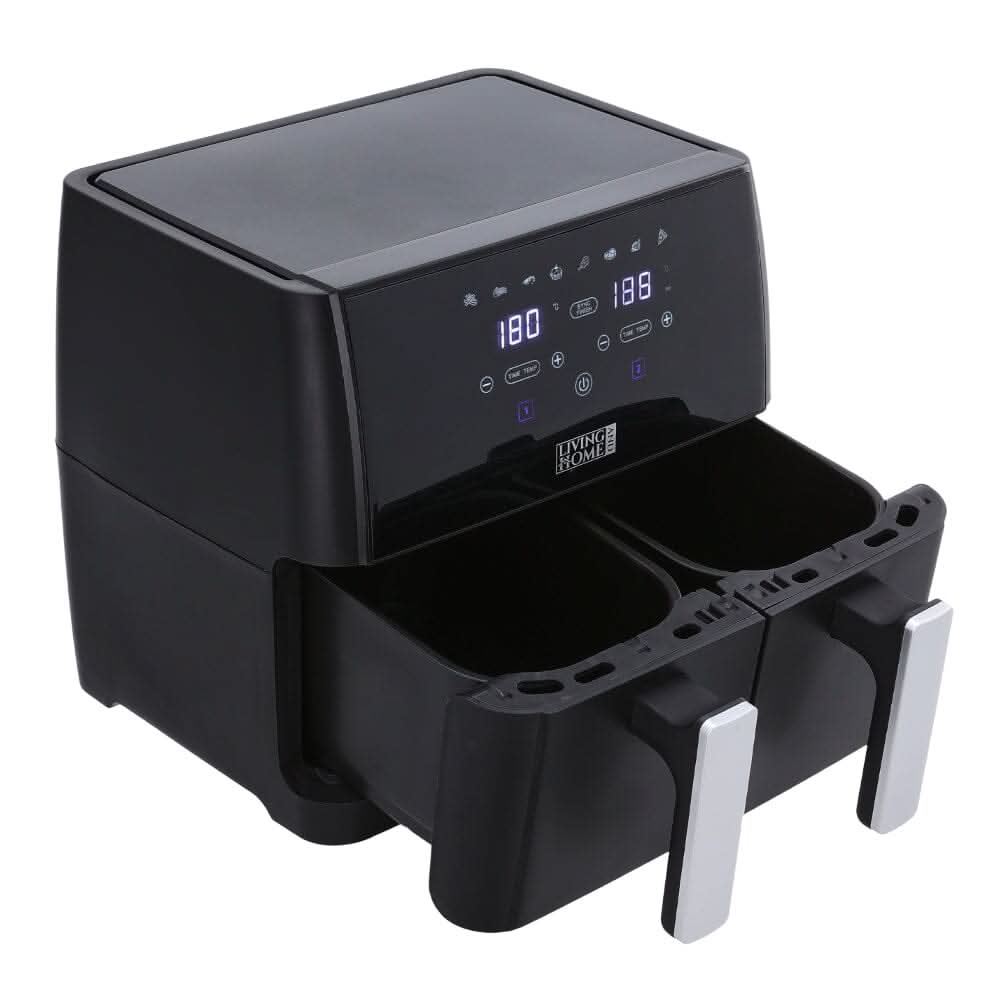 8L Black Touch Screen Air Fryer with Dual Basket