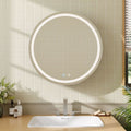 LED Dimmable Wall-Mounted Anti-fog Round Mirror Cabinet Bathroom Storage Decor