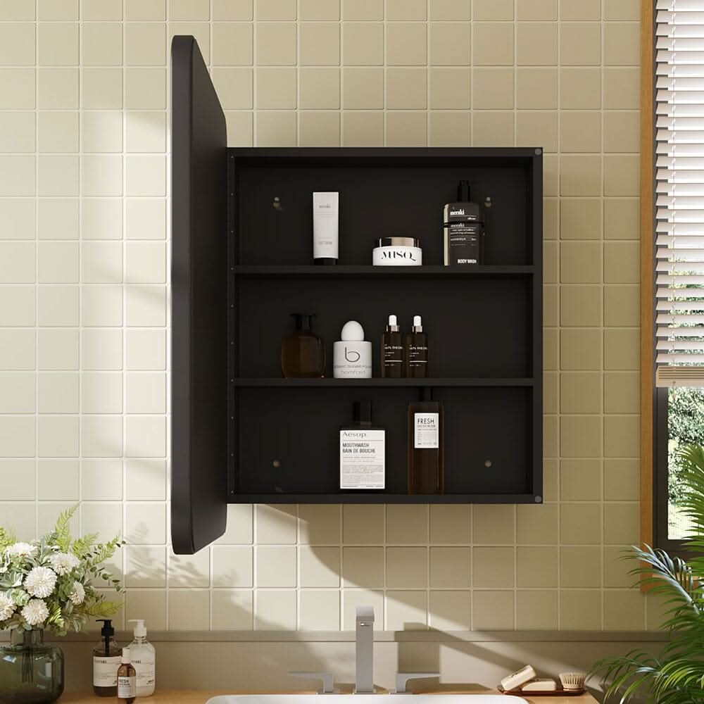 Surface Mount Rectangular Bathroom Storage Mirror Cabinet with Round Corner, DM0920