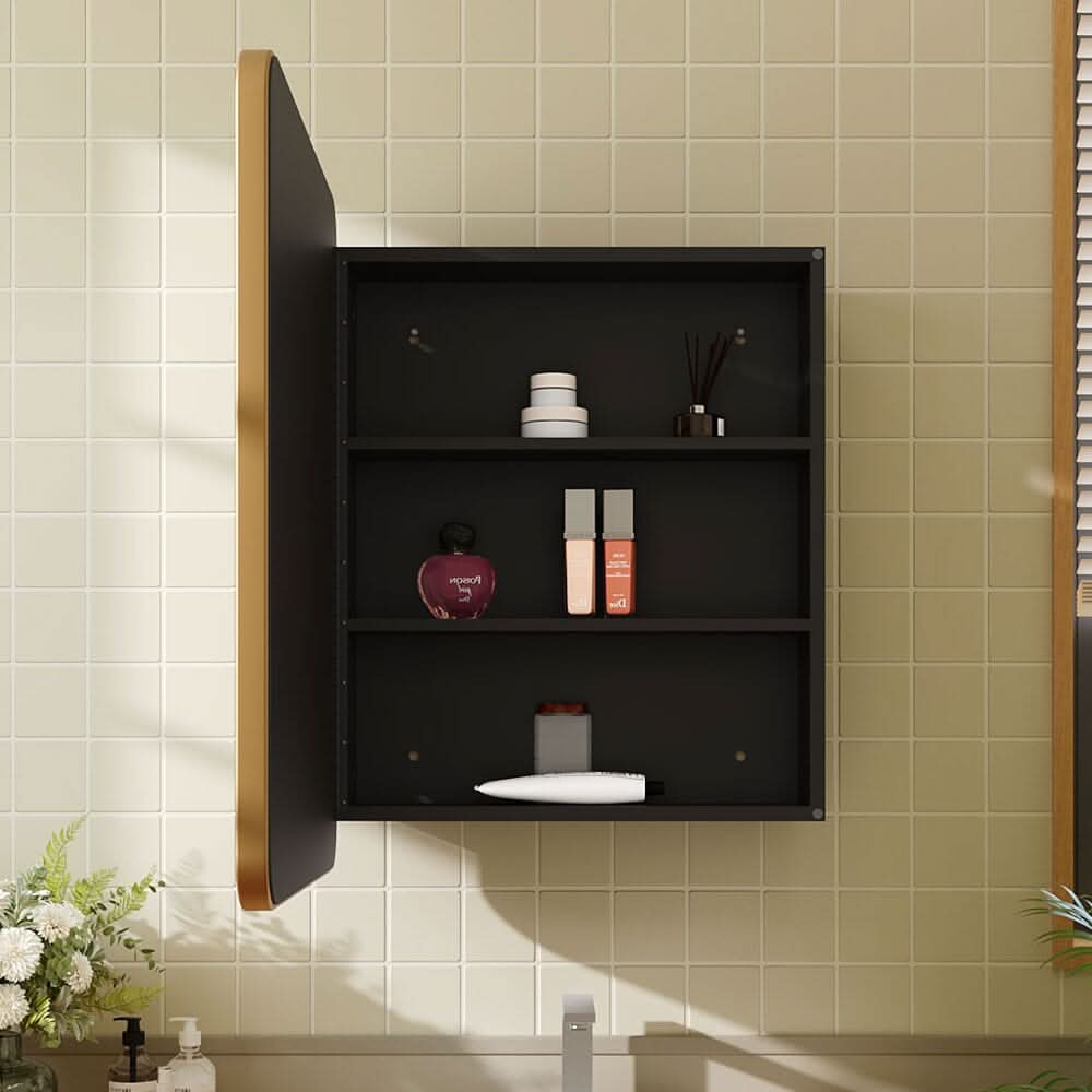 Surface Mount Rectangular Bathroom Storage Mirror Cabinet with Round Corner, DM0921