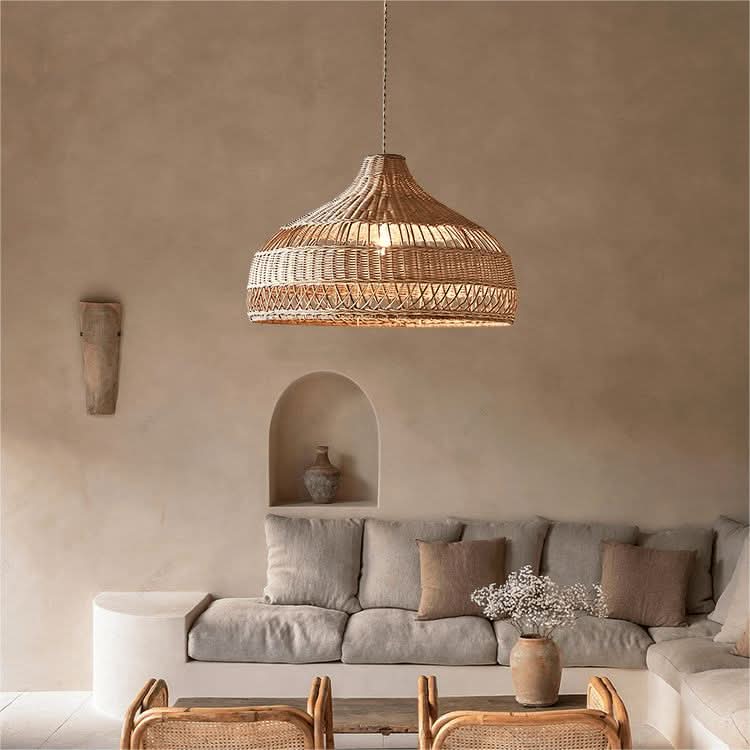 Lightsin Cella-Natural Rattan Pendant Light - Handwoven Ceiling Light, Durable & Rustic