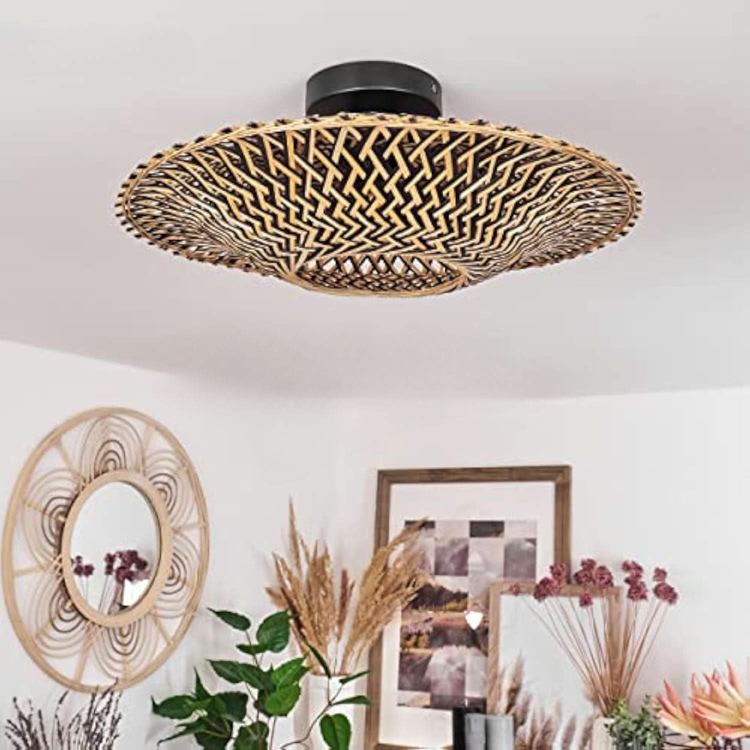 Lightsin Bamboo Radiance Handwoven LED Ceiling Light