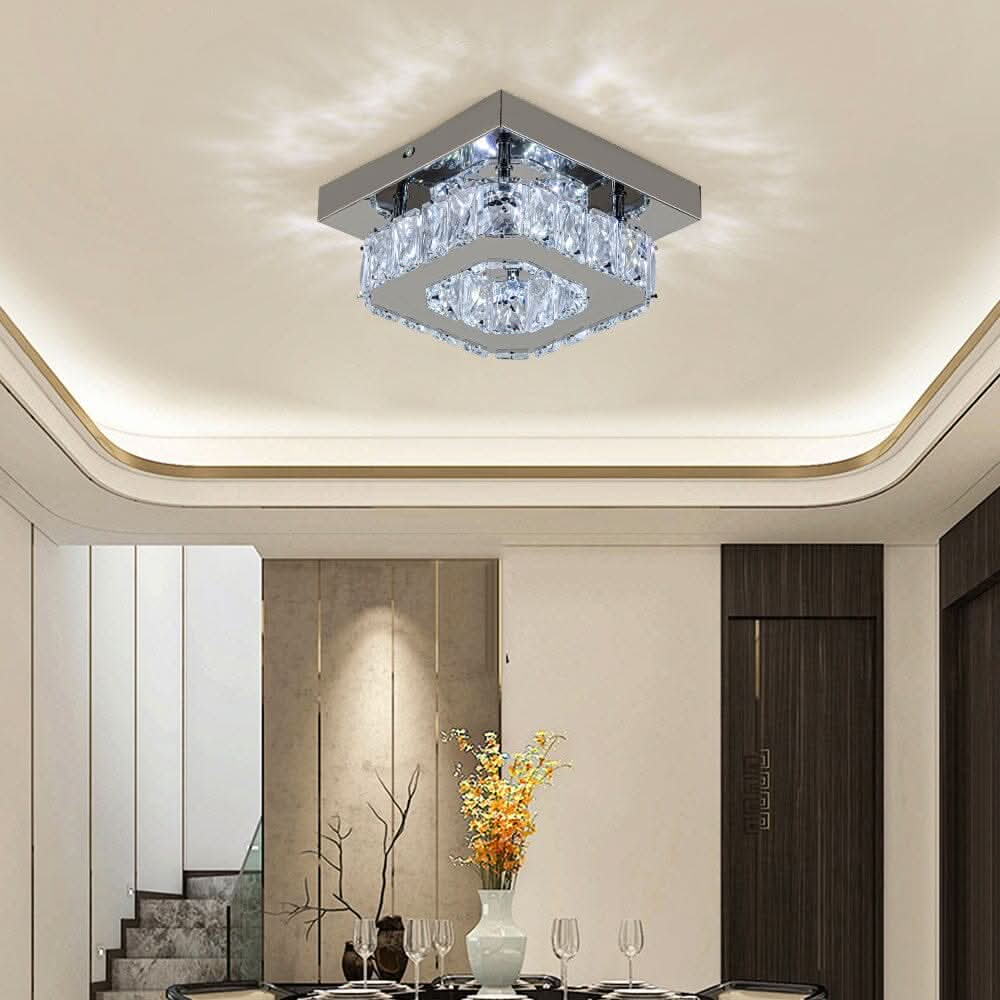 20cm Modern Square Crystal Ceiling Light