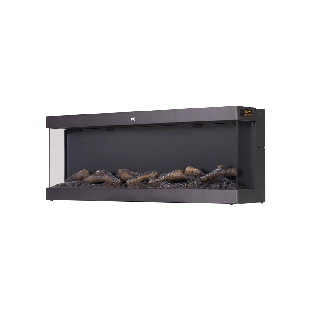 42/48/56/72inch 3-Sided Black/White Electric Fireplace with Remote Control, WiFi Function, Adjustable LED Flames and Heating Modes