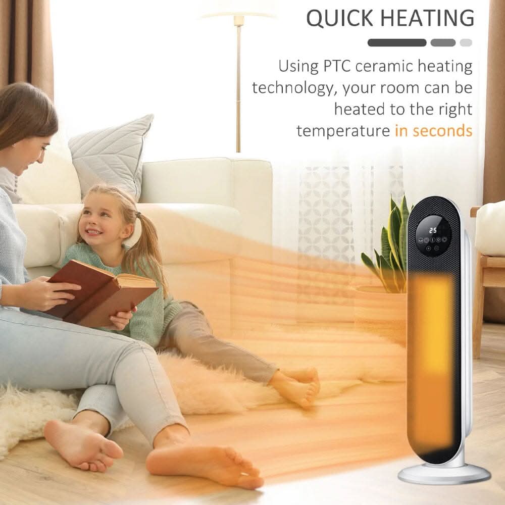 2ft H White Digital PTC Ceramic Heater with Remote Control