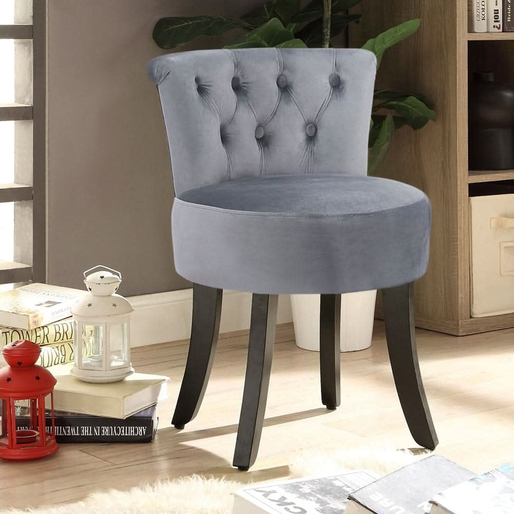 Modern Upholstered Buttoned Stool for Dressing Table