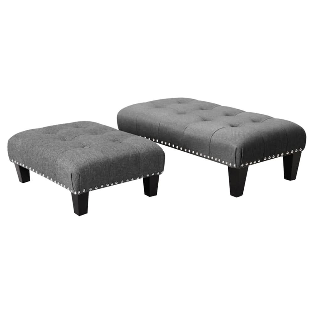 Linen Buttoned Rocking Chair & Footstool Set