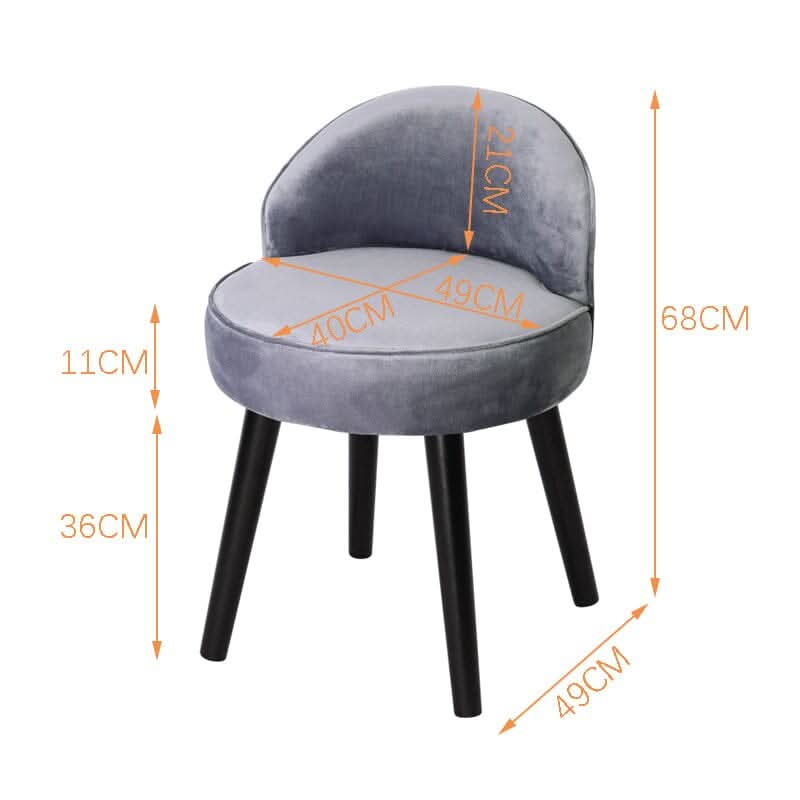 Modern Velvet Dressing Table Stool with Solid Wood Legs