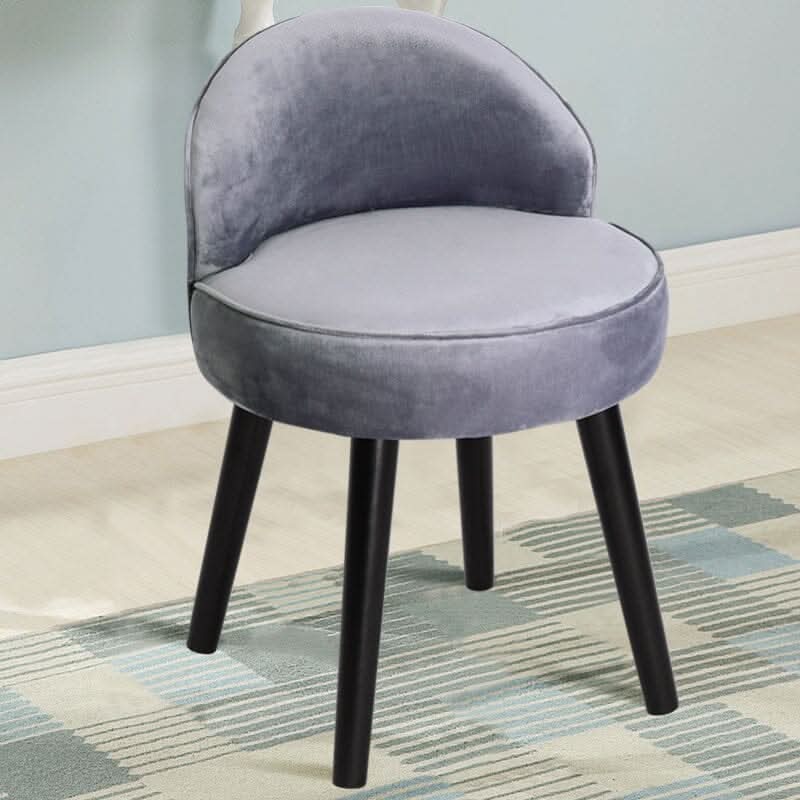 Modern Velvet Dressing Table Stool with Solid Wood Legs