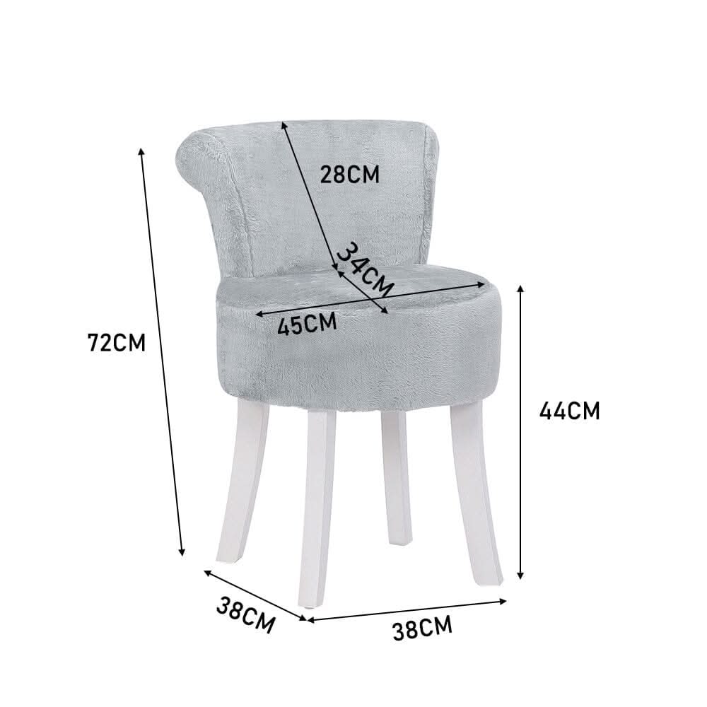 Modern Plush Upholstered Dressing Table Chair with White Legs