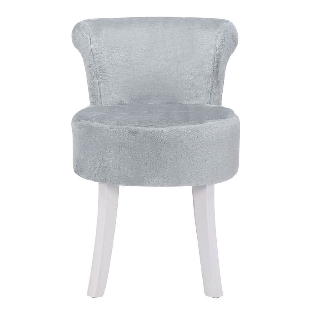 Modern Plush Upholstered Dressing Table Chair with White Legs