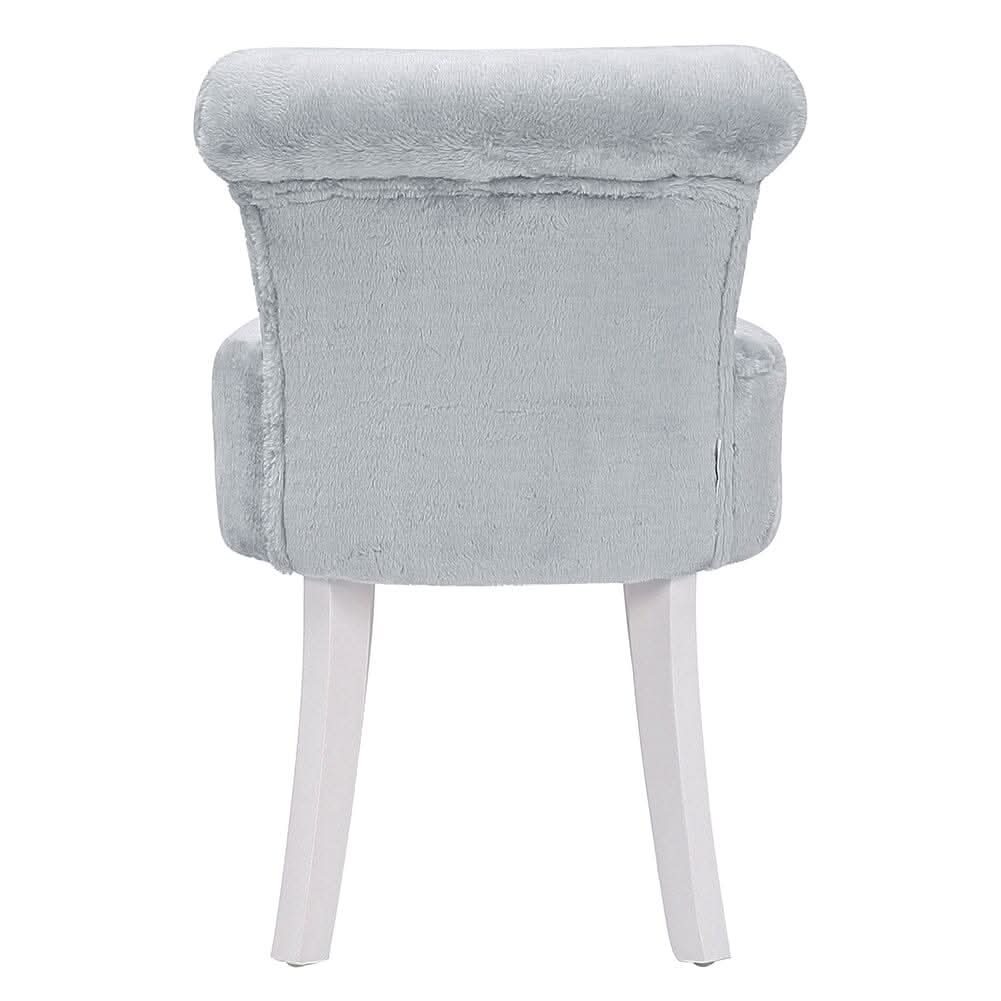 Modern Plush Upholstered Dressing Table Chair with White Legs