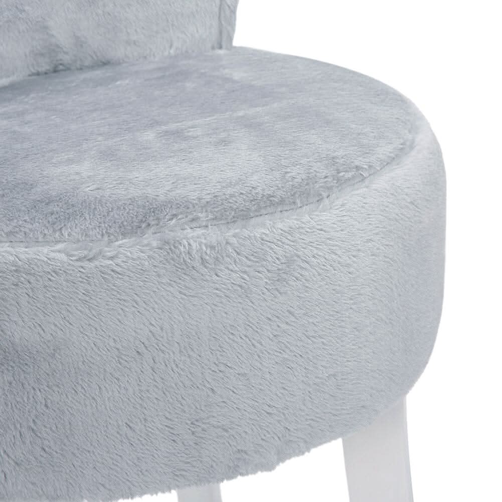 Modern Plush Upholstered Dressing Table Chair with White Legs