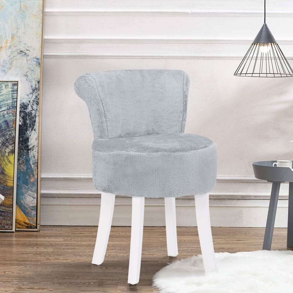 Modern Plush Upholstered Dressing Table Chair with White Legs