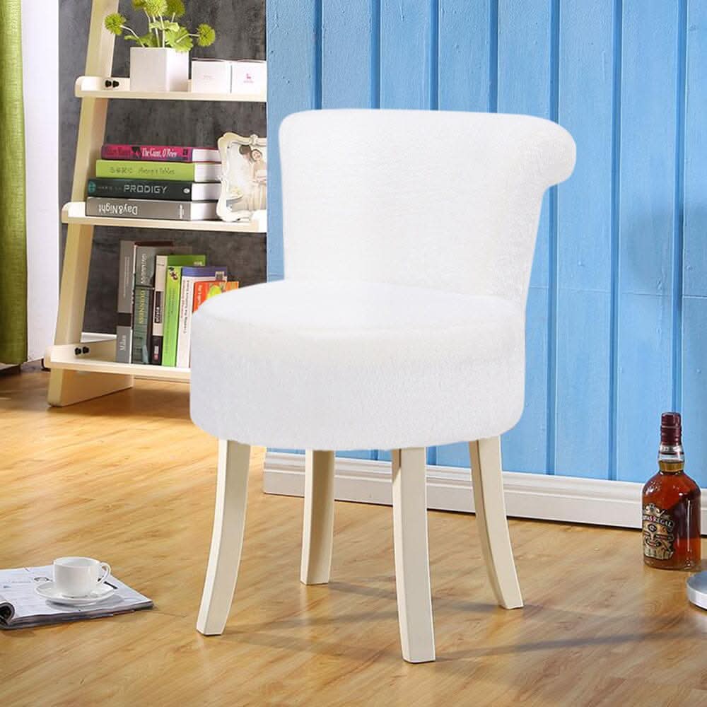 Modern Plush Upholstered Dressing Table Chair with White Legs