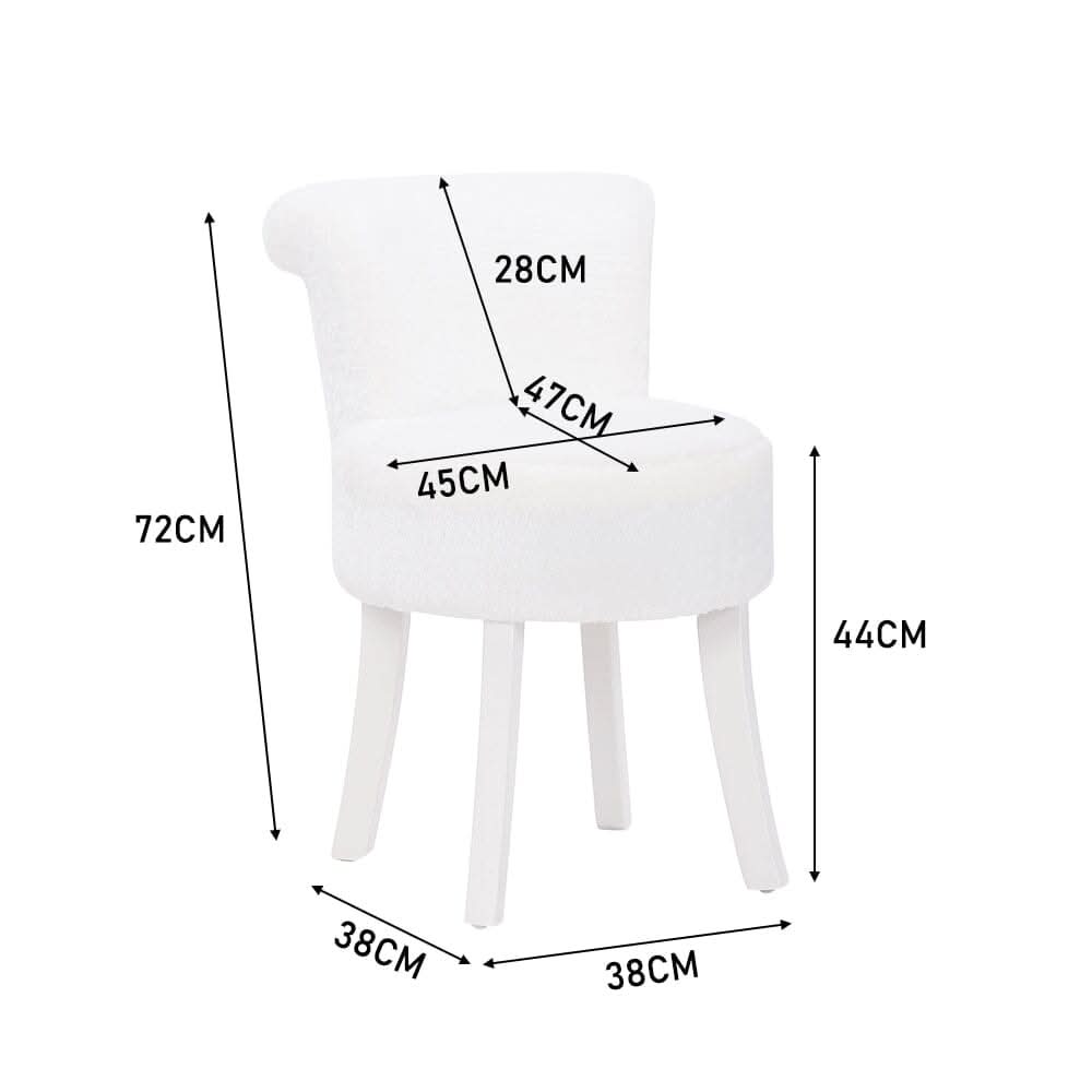 Modern Plush Upholstered Dressing Table Chair with White Legs