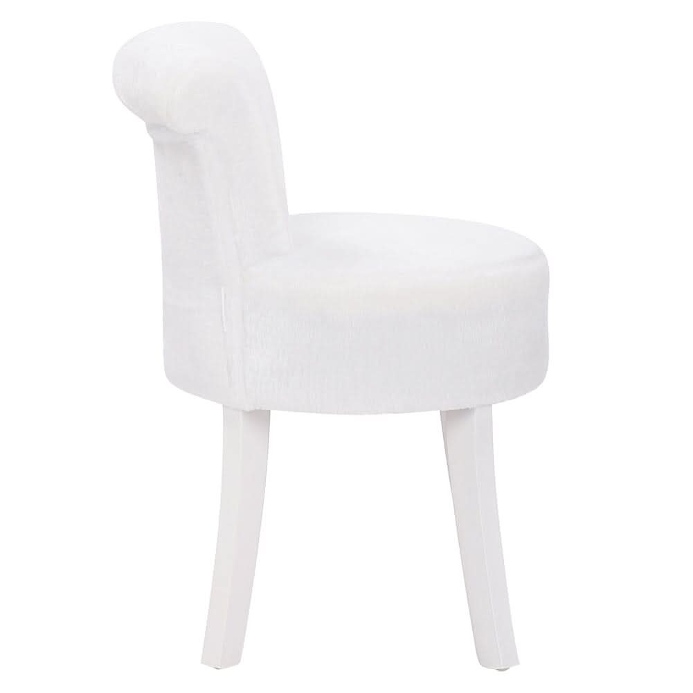 Modern Plush Upholstered Dressing Table Chair with White Legs
