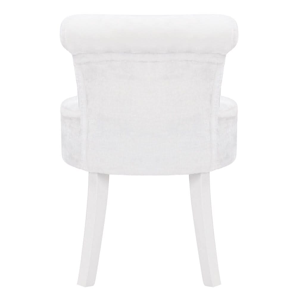 Modern Plush Upholstered Dressing Table Chair with White Legs