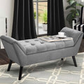 Tufted Velvet Buttoned Bench with Raised Arms