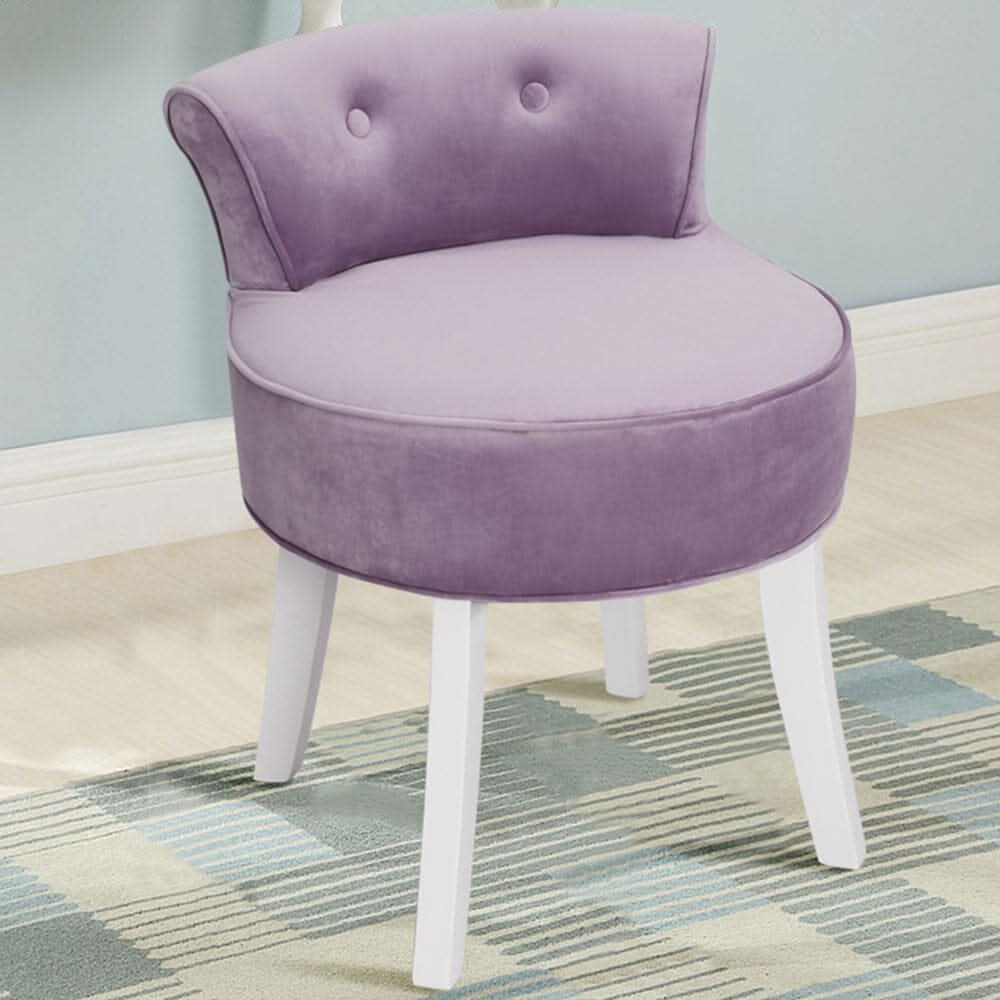 Upholstered Velvet Vanity Dressing Table Stool with Low Backrest